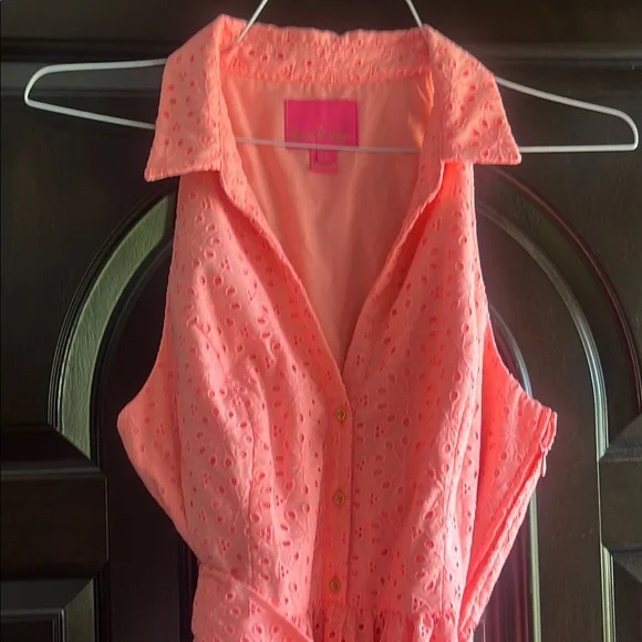 Pink Sleeveless Eyelet Dress - Picture 2 of 3